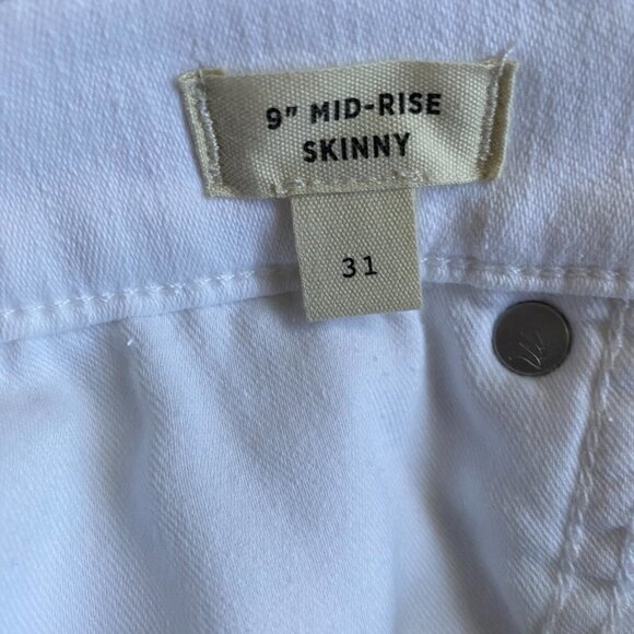 MADEWELL BNWOT Womens 9" Mid-Rise Skinny White Jeans New Button Fly - Picture 10 of 13